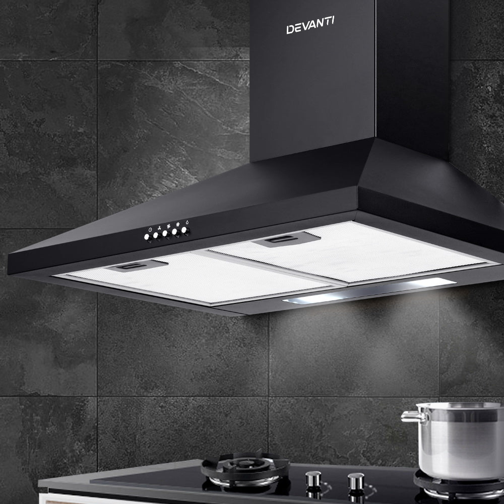 Cooking Ranges: Devanti 600mm Range Hood 60cm Rangehood Black
