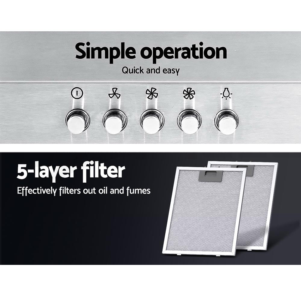 Cooking Ranges: Devanti 600mm Range Hood 60cm Rangehood Stainless Steel