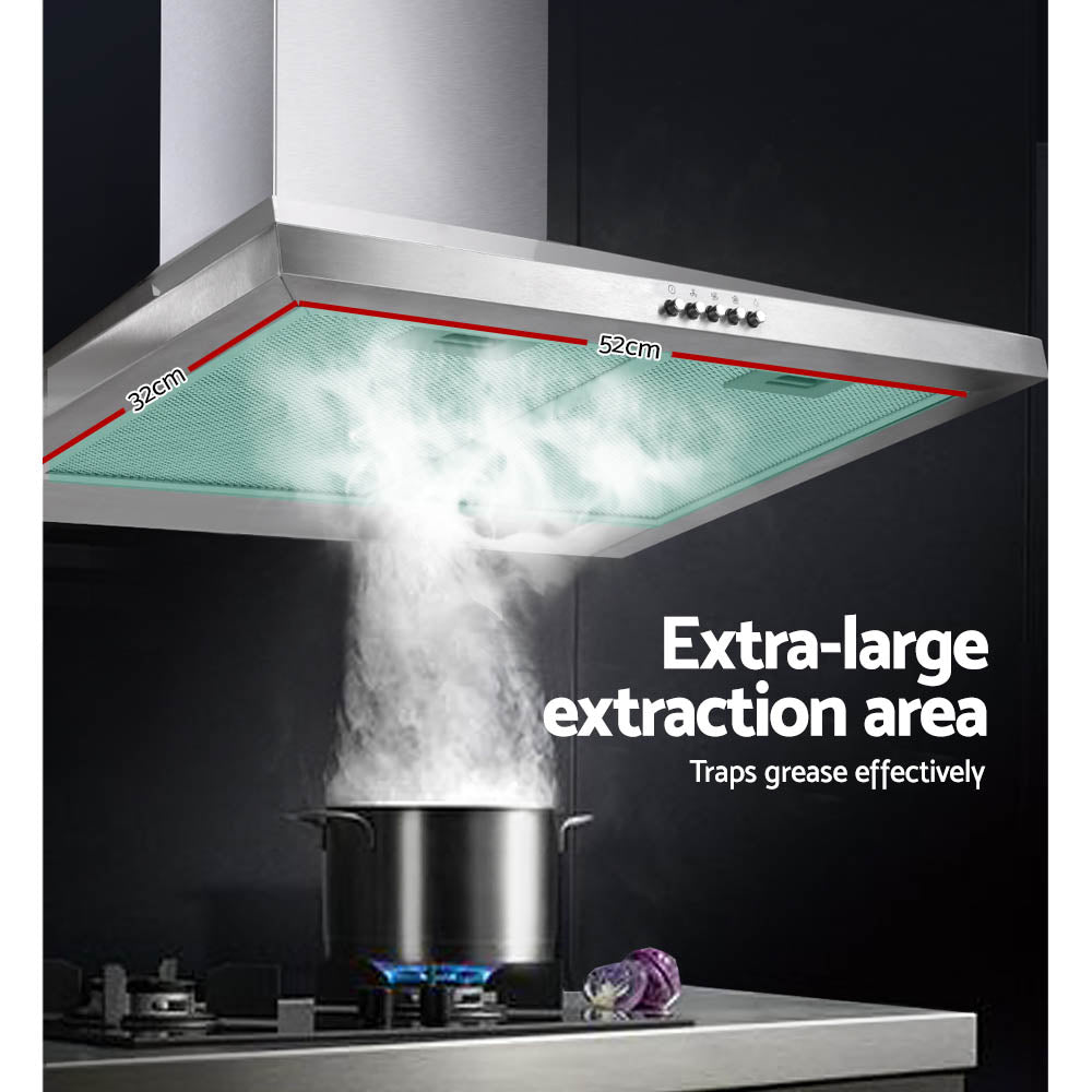 Cooking Ranges: Devanti 600mm Range Hood 60cm Rangehood Stainless Steel