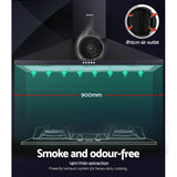 Devanti 900mm Range Hood 90cm Rangehood Black
