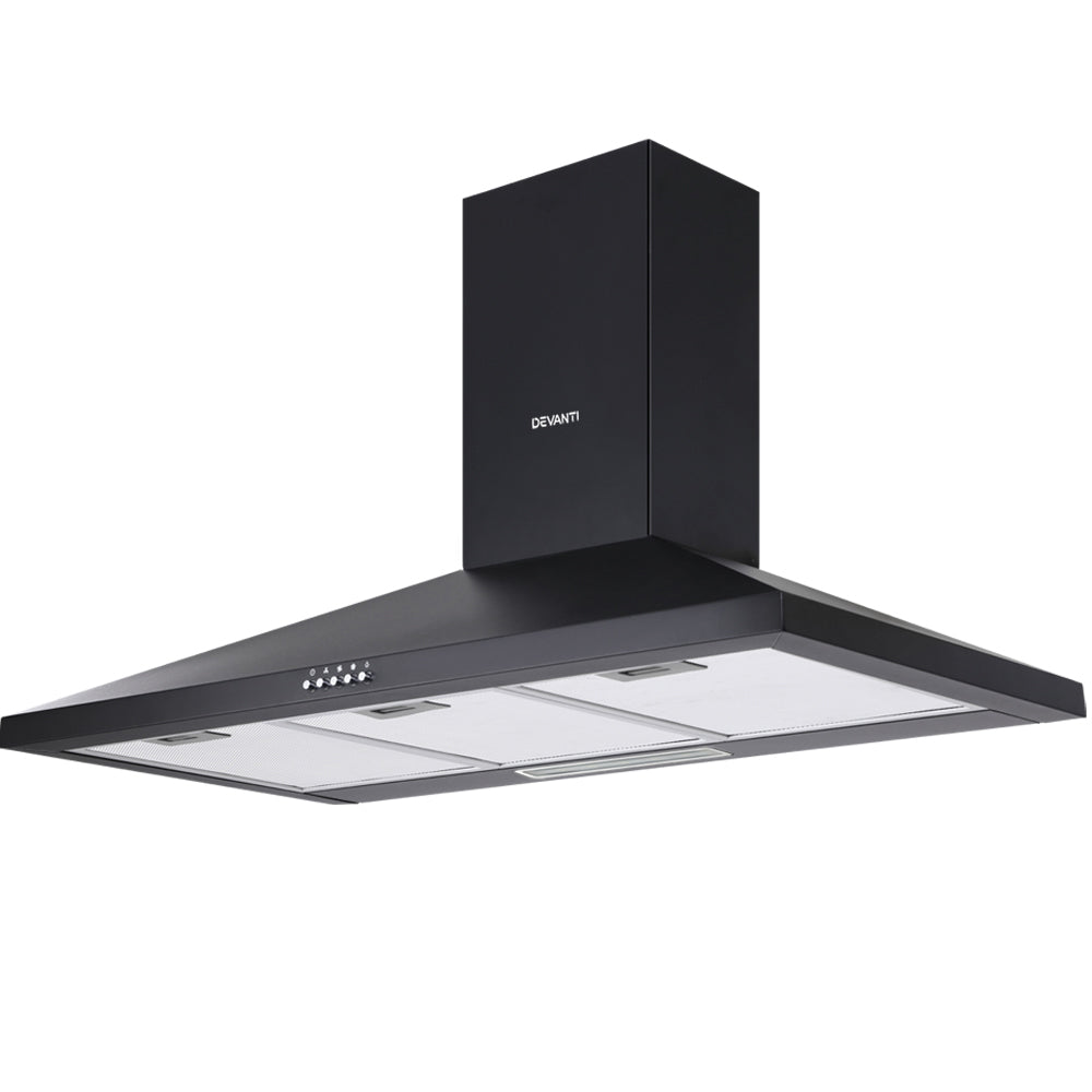 Cooking Ranges: Devanti 900mm Range Hood 90cm Rangehood Black
