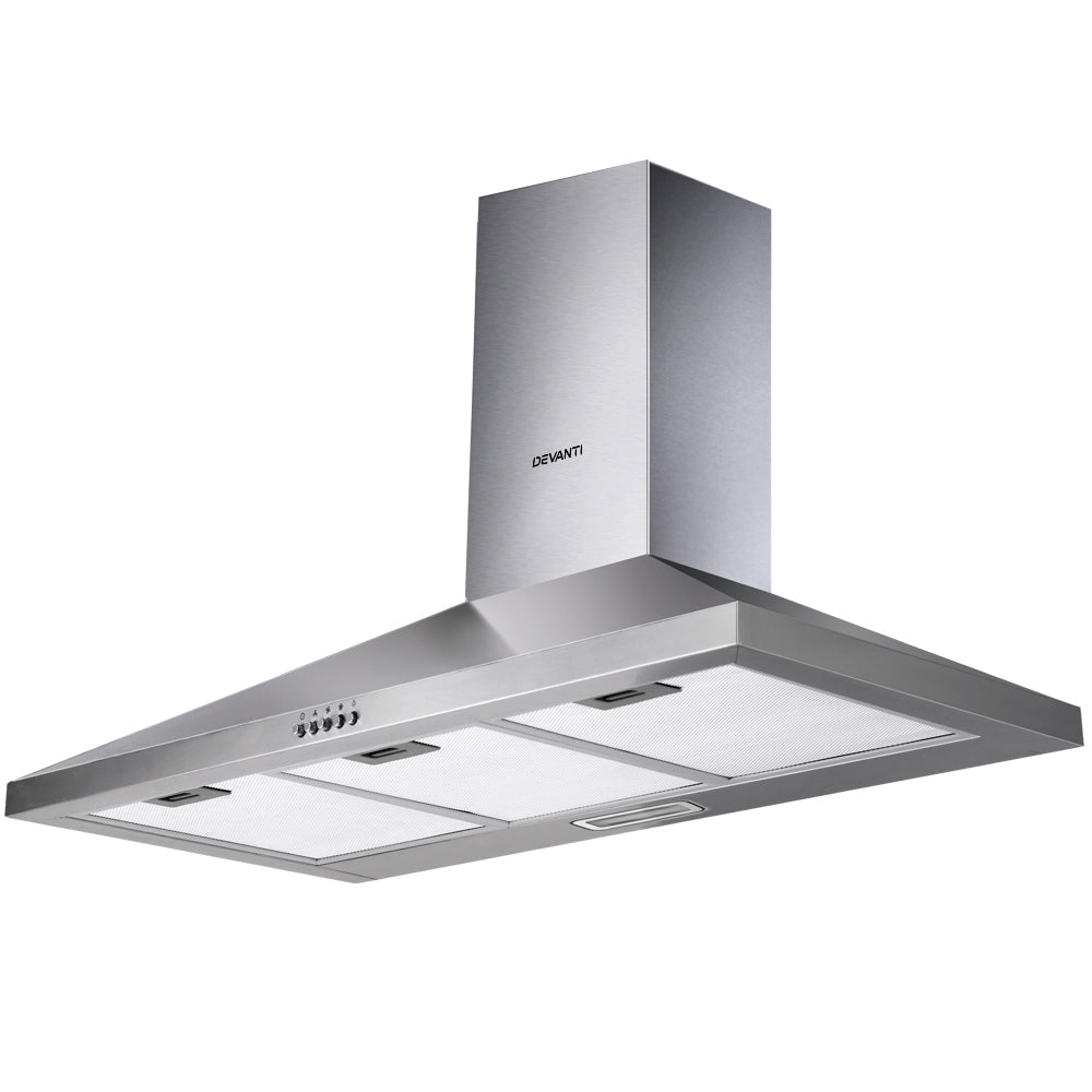 Cooking Ranges: Devanti 900mm Range Hood 90cm Rangehood Stainless Steel