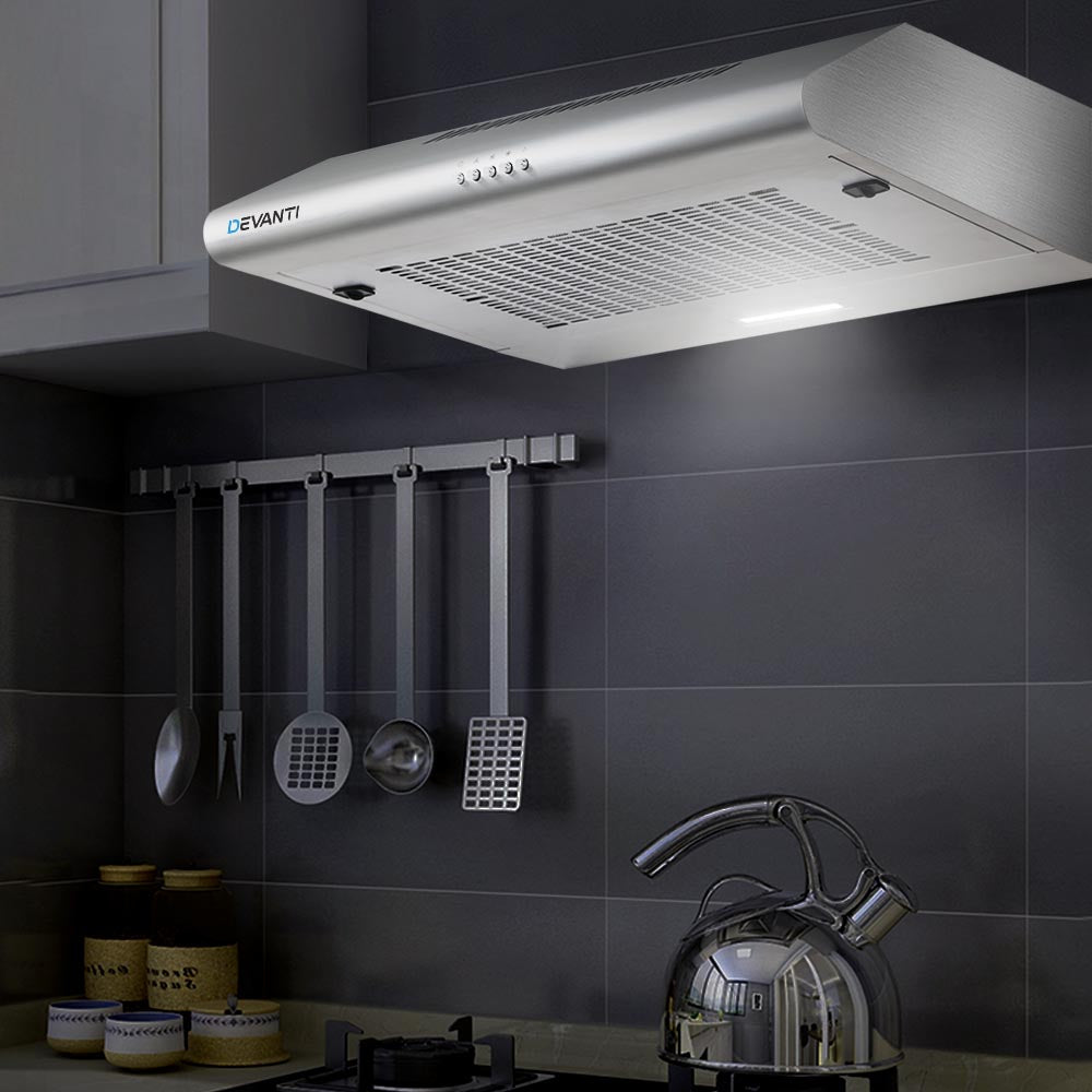 Cooking Ranges: Devanti 600mm Range Hood 60cm Rangehood Stainless Steel