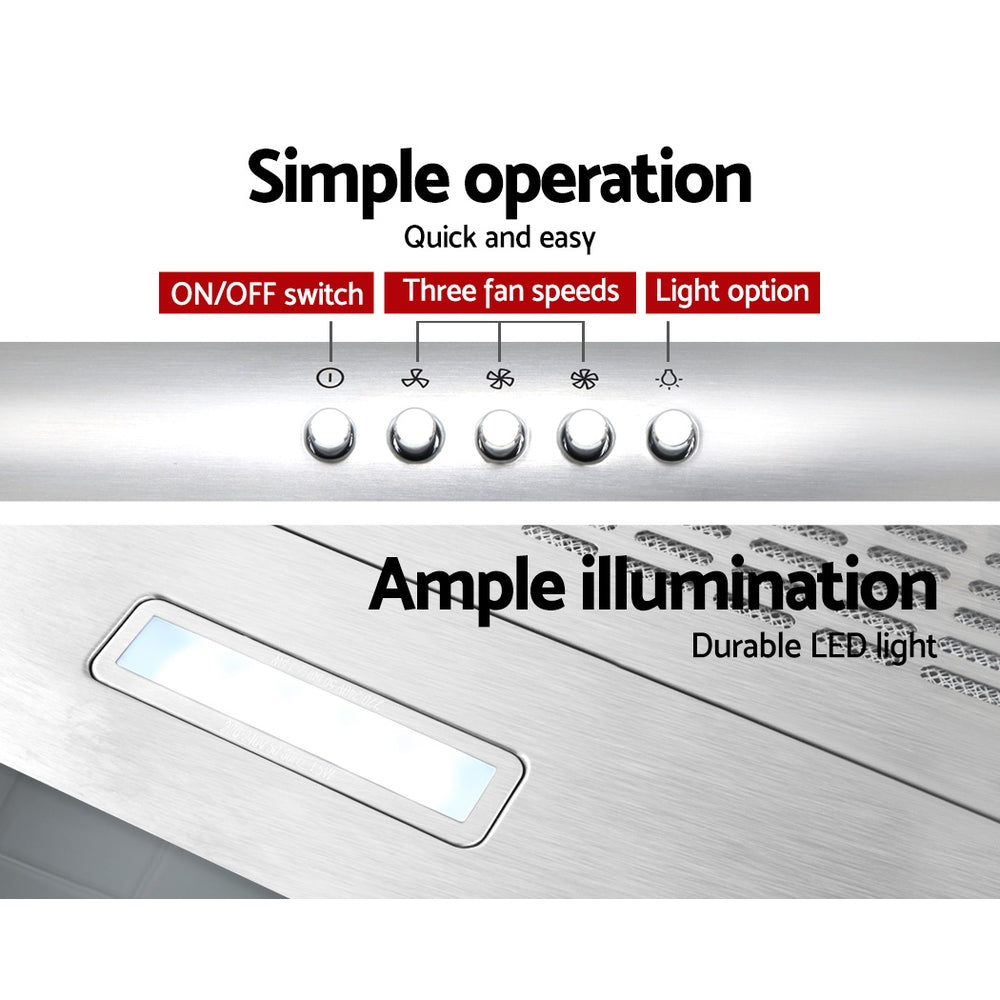 Cooking Ranges: Devanti 600mm Range Hood 60cm Rangehood Stainless Steel