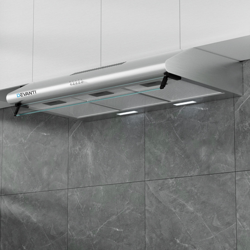 Cooking Ranges: Devanti 900mm Range Hood 90cm Rangehood Stainless Steel