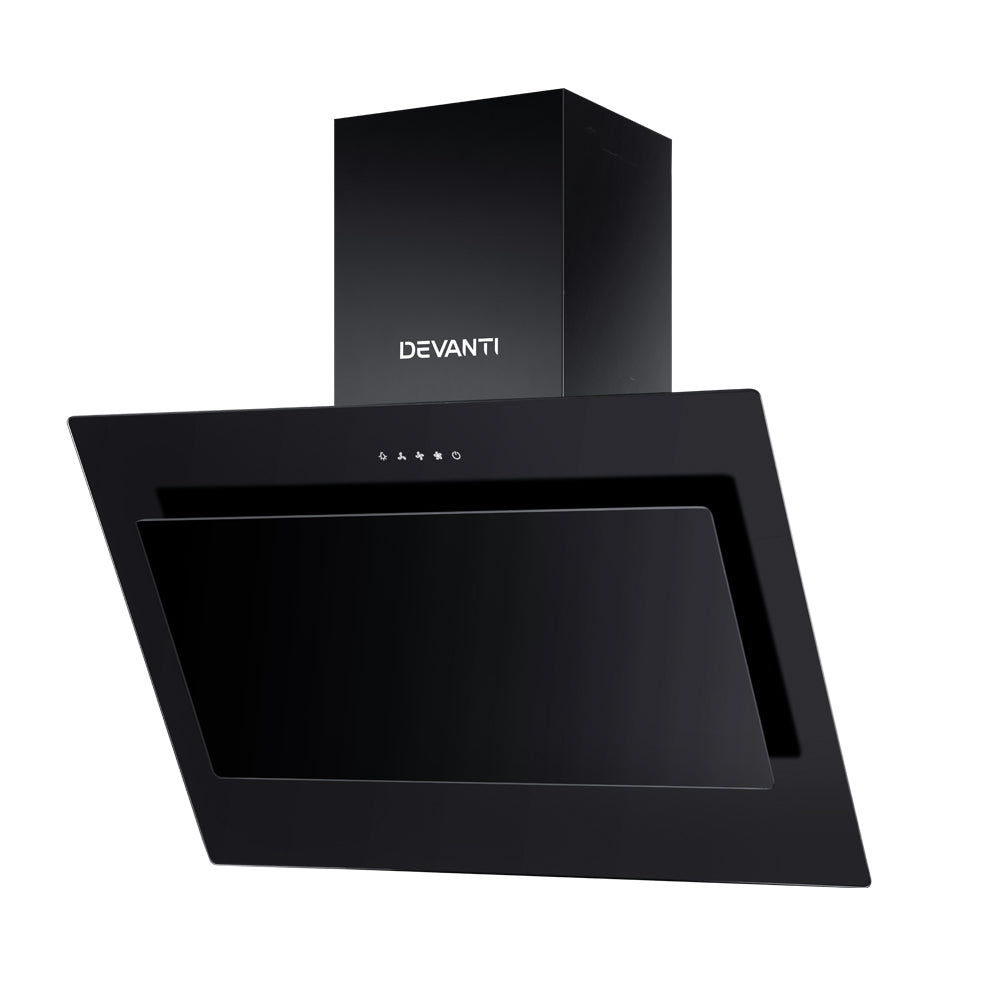Cooking Ranges: Devanti 900mm Range Hood 90cm Rangehood Glass Black