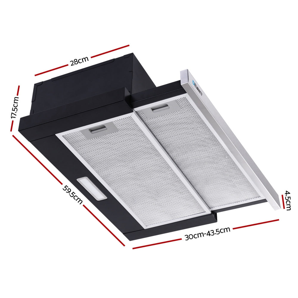 Cooking Ranges: Devanti 600mm Range Hood 60cm Slide out Rangehood Stainless Steel