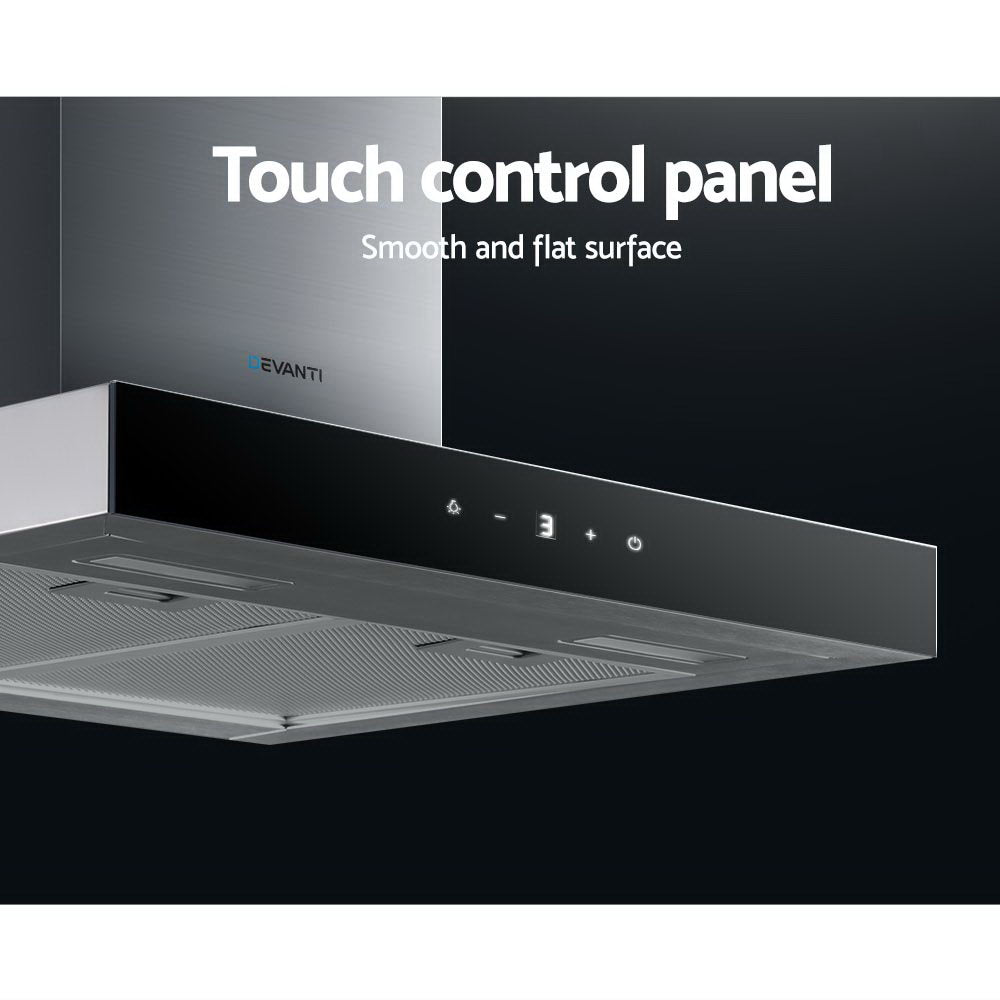 Cooking Ranges: Devanti 600mm Range Hood 60cm Rangehood Glass Stainless Steel