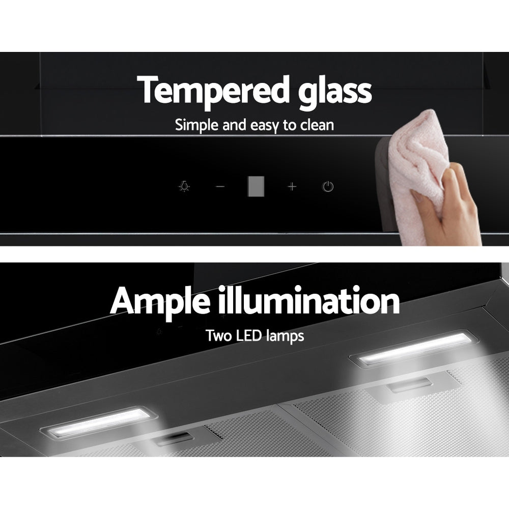 Cooking Ranges: Devanti 600mm Range Hood 60cm Rangehood Glass Stainless Steel