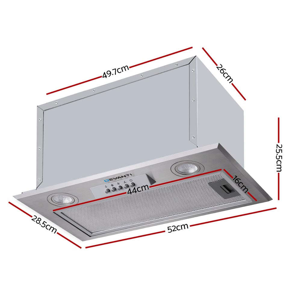 Cooking Ranges: Devanti 520mm Range Hood 52cm Rangehood Stainless Steel