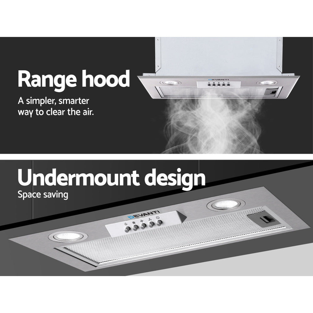 Cooking Ranges: Devanti 520mm Range Hood 52cm Rangehood Stainless Steel
