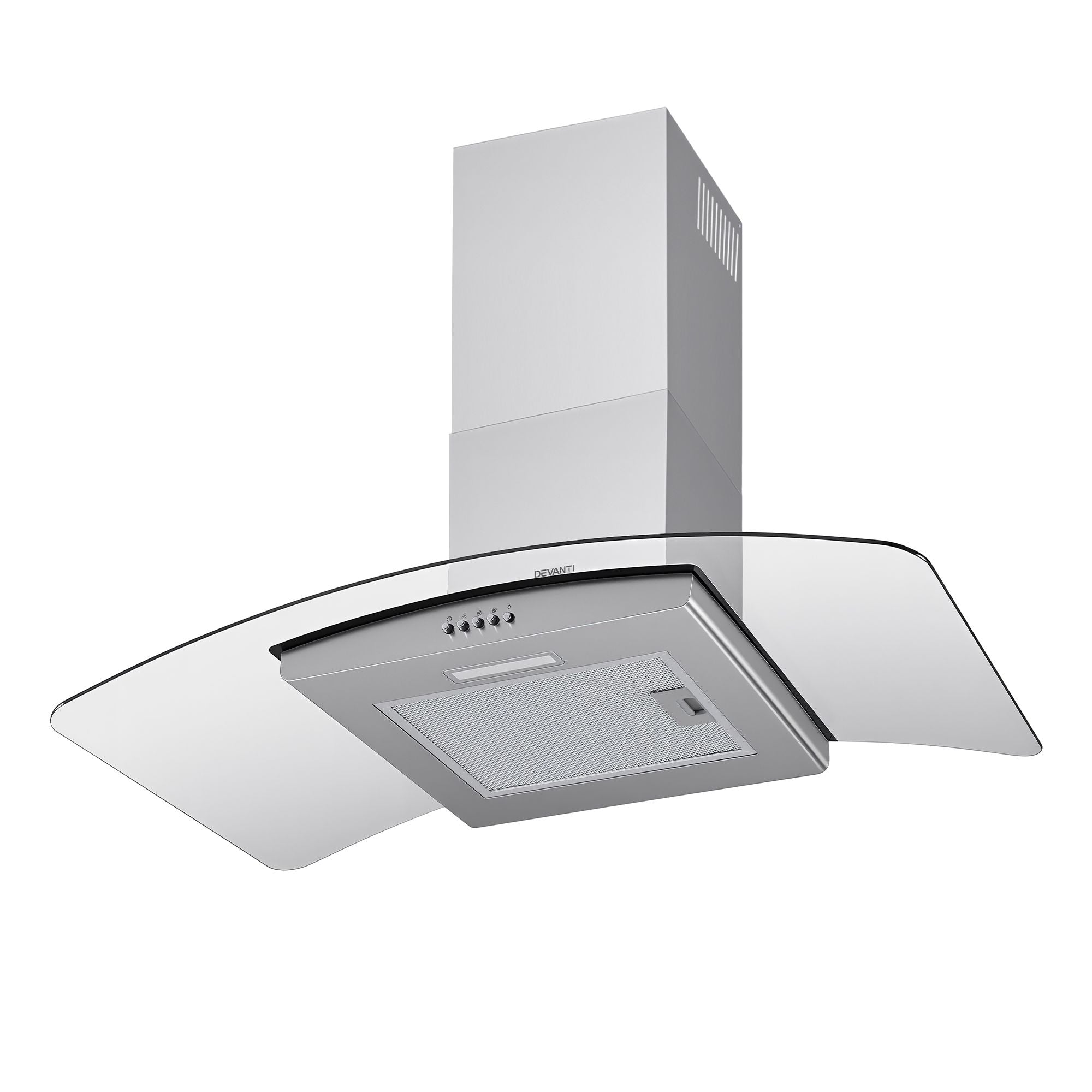 Devanti 90cm Range Hood Curved Glass Canopy Rangehood Kitchen Exhaust Fan