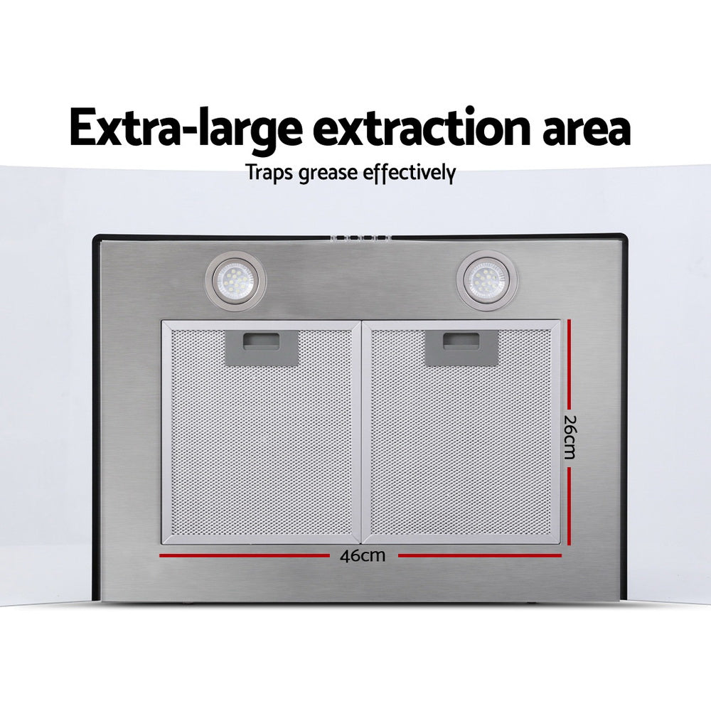 Cooking Ranges: Devanti 900mm Range Hood 90cm Rangehood Glass Canopy