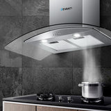 Devanti 900mm Range Hood 90cm Rangehood Glass Canopy