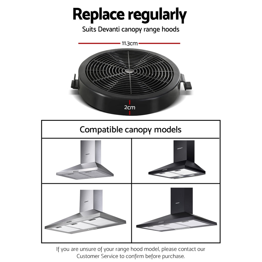 Cooking Ranges: Devanti 11cm Range Hood Carbon Charcoal Filters Replacement X2