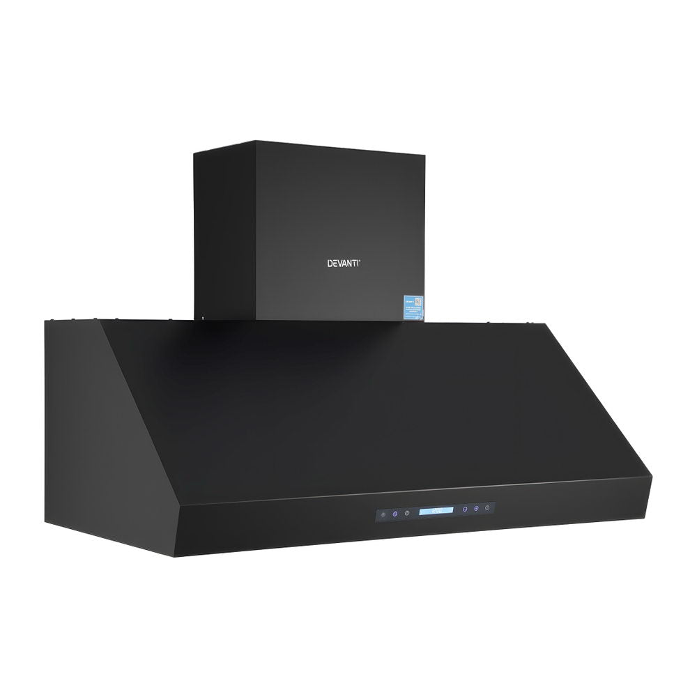 Cooking Ranges: Devanti 1200mm Commercial BBQ Range Hood Dual Motor W/ Remote Control Black
