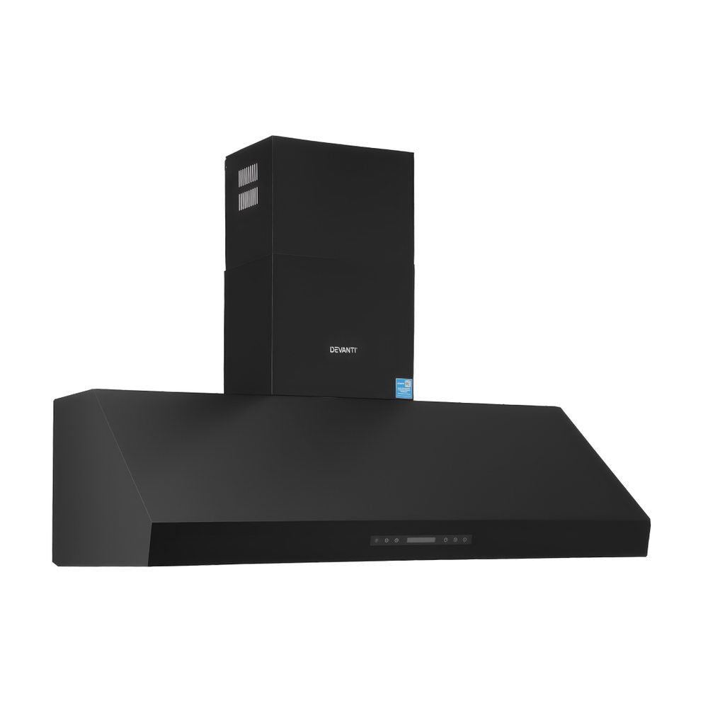 Cooking Ranges: Devanti 1500mm Commercial BBQ Range Hood Dual Motor W/ Remote Control Black