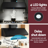 Devanti 1500mm Commercial BBQ Range Hood Dual Motor W/ Remote Control Black