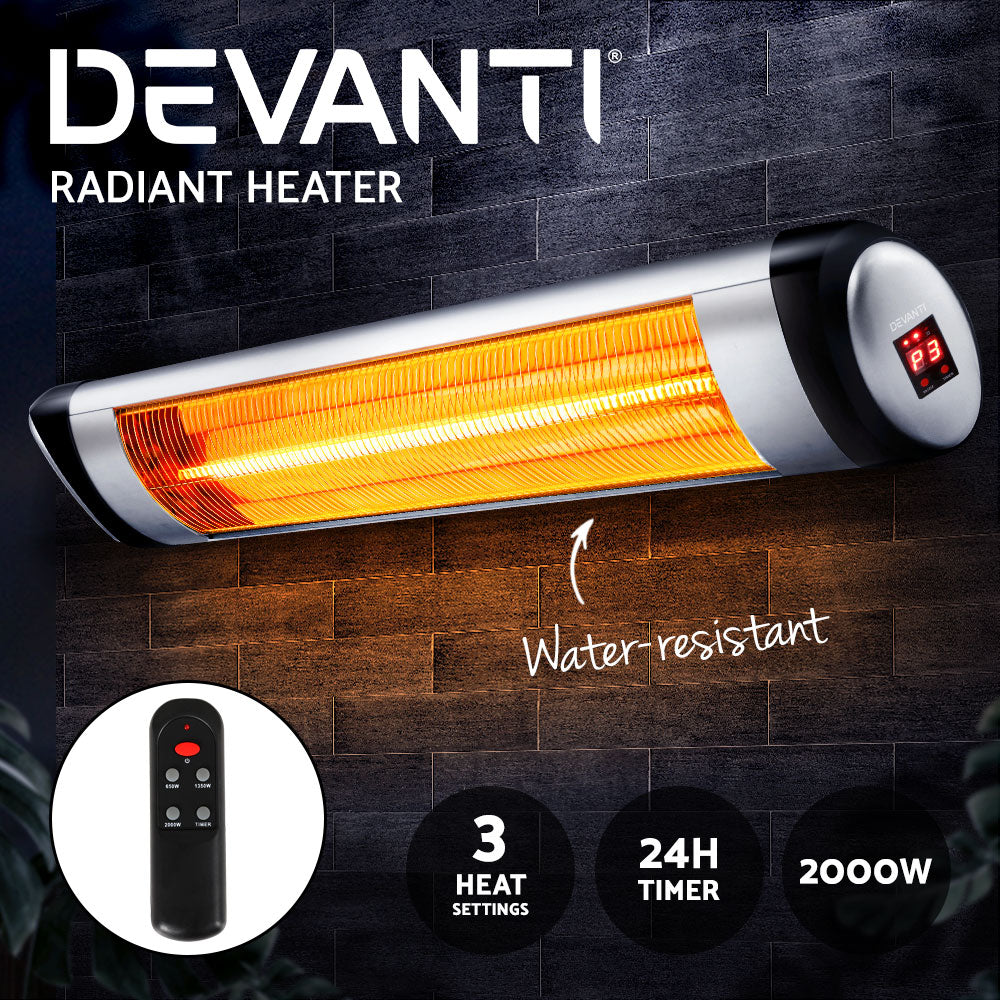 Electric Heaters: Devanti Electric Strip Heater Radiant Heaters 2000W