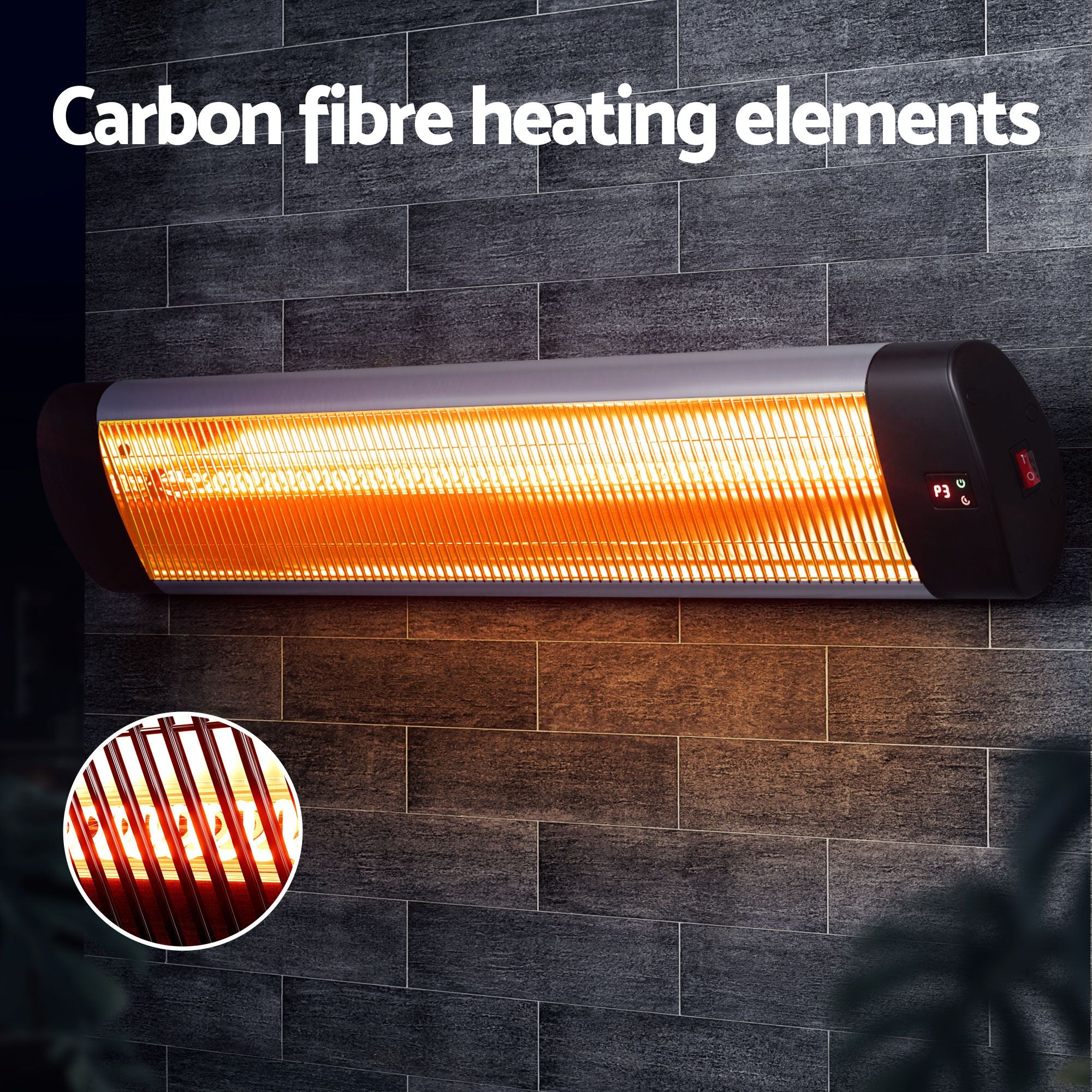 Devanti 2PCS Electric Radiant Strip Heater Outdoor Indoor Patio Infrared Heaters 3000W