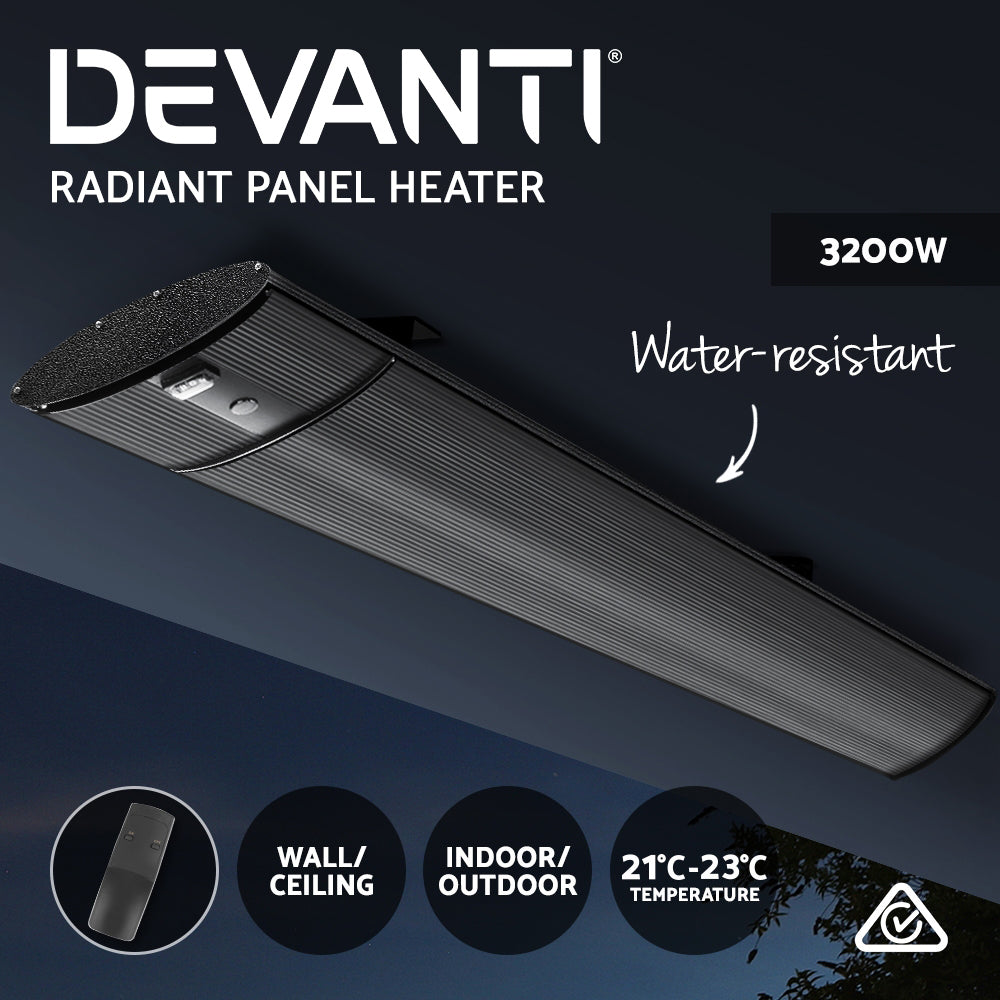Electric Heaters: Devanti Electric Radiant Strip Heater Outdoor 3200W