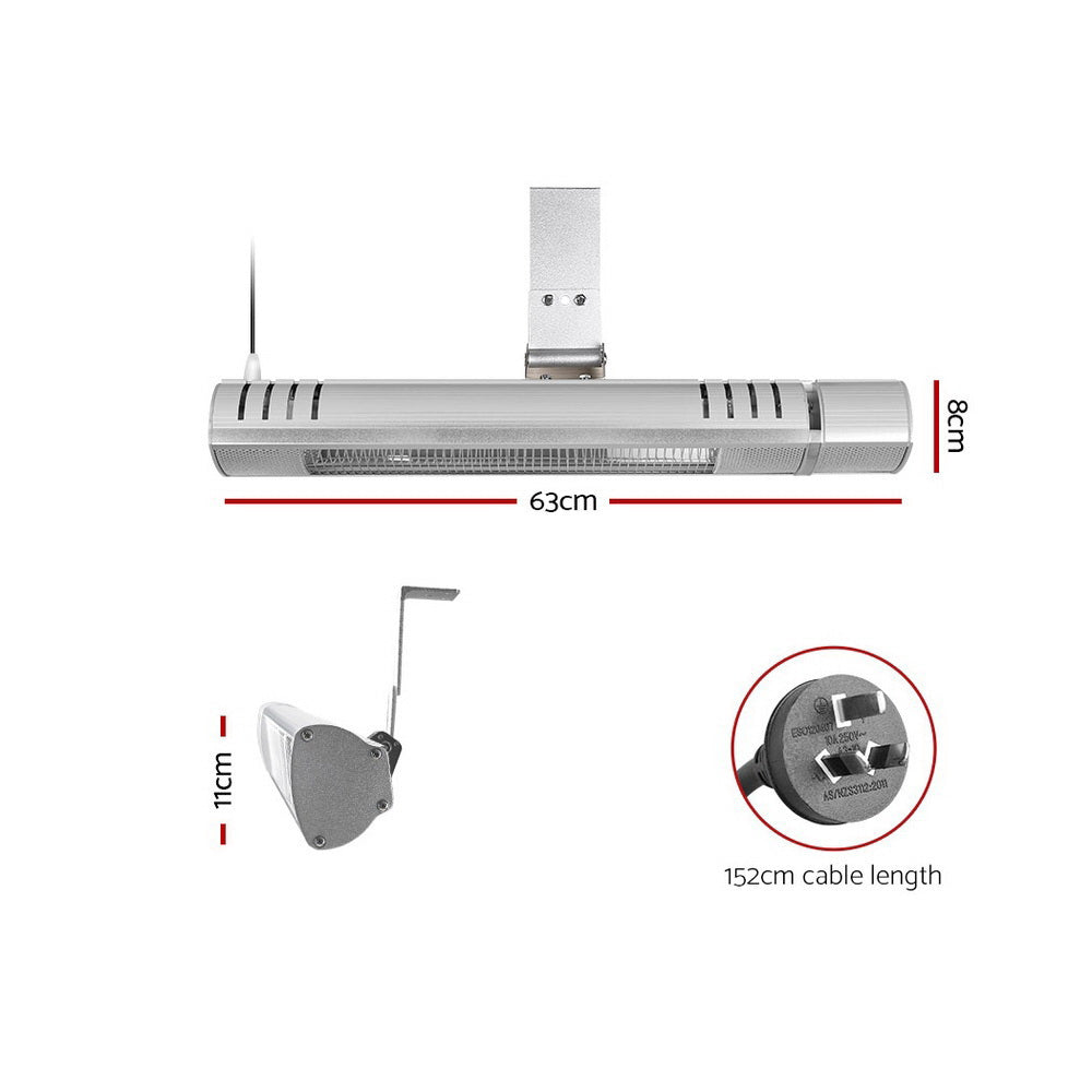 Electric Heaters: Devanti Electric Strip Heater Infrared Radiant Heaters 2000W