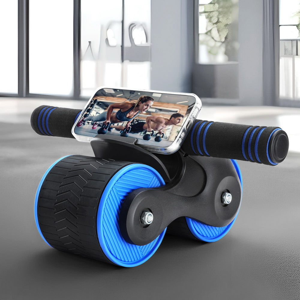 Gym Equipment & Accessories: Everfit Ab Roller Automatic Rebound Abdominal Wheel Home Gym Workout Blue