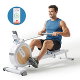Gym Equipment & Accessories: Everfit Rowing Machine for Home Magnetic Rowing Machine App Compatible Quiet Exercise Equipment White