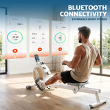 Gym Equipment & Accessories: Everfit Rowing Machine for Home Magnetic Rowing Machine App Compatible Quiet Exercise Equipment White