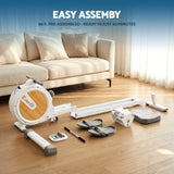 Gym Equipment & Accessories: Everfit Rowing Machine for Home Magnetic Rowing Machine App Compatible Quiet Exercise Equipment White