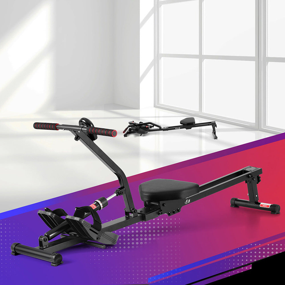 Gym Equipment & Accessories: Everfit Hydraulic Rowing Machine Rower 12 Levels Resistance Exercise Fitness Gym Cardio