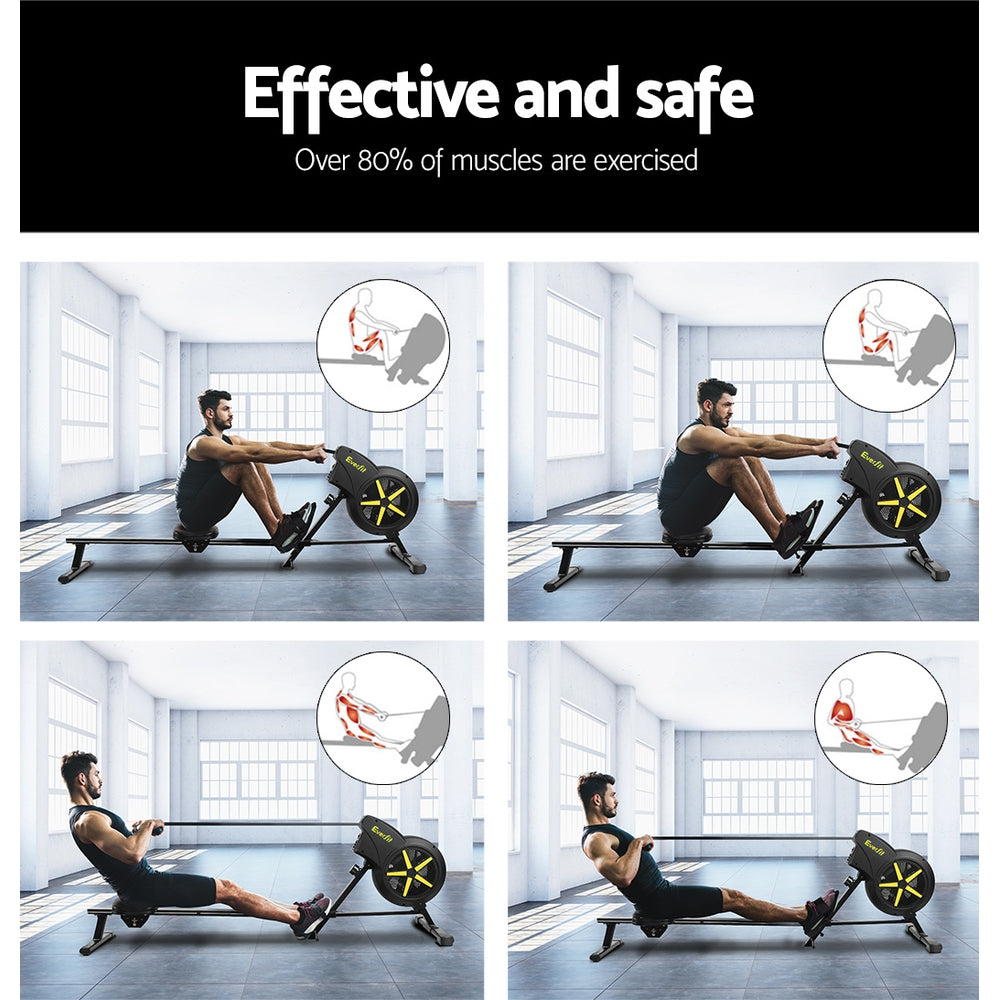 Exercise Bikes: Everfit Rowing Machine Air Rower Exercise Fitness Gym Home Cardio