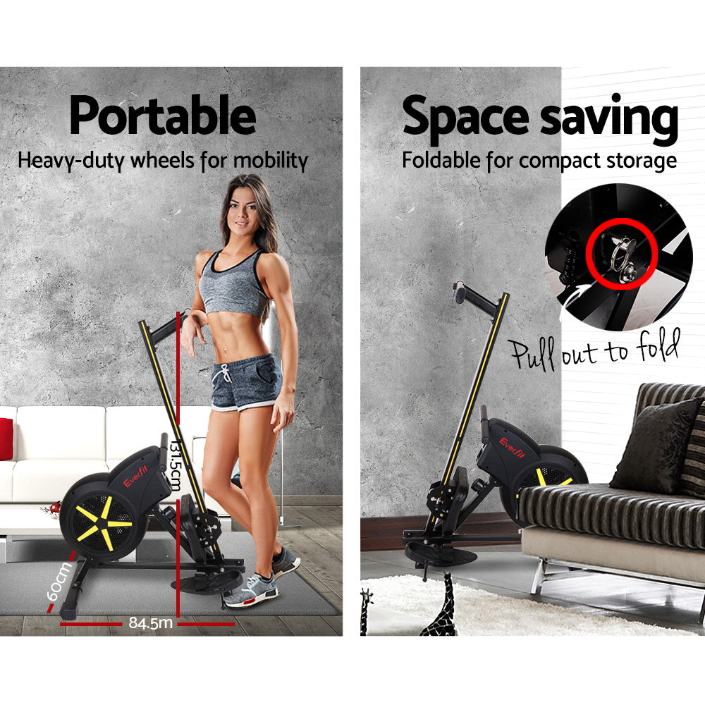 Exercise Bikes: Everfit Rowing Machine Air Rower Exercise Fitness Gym Home Cardio
