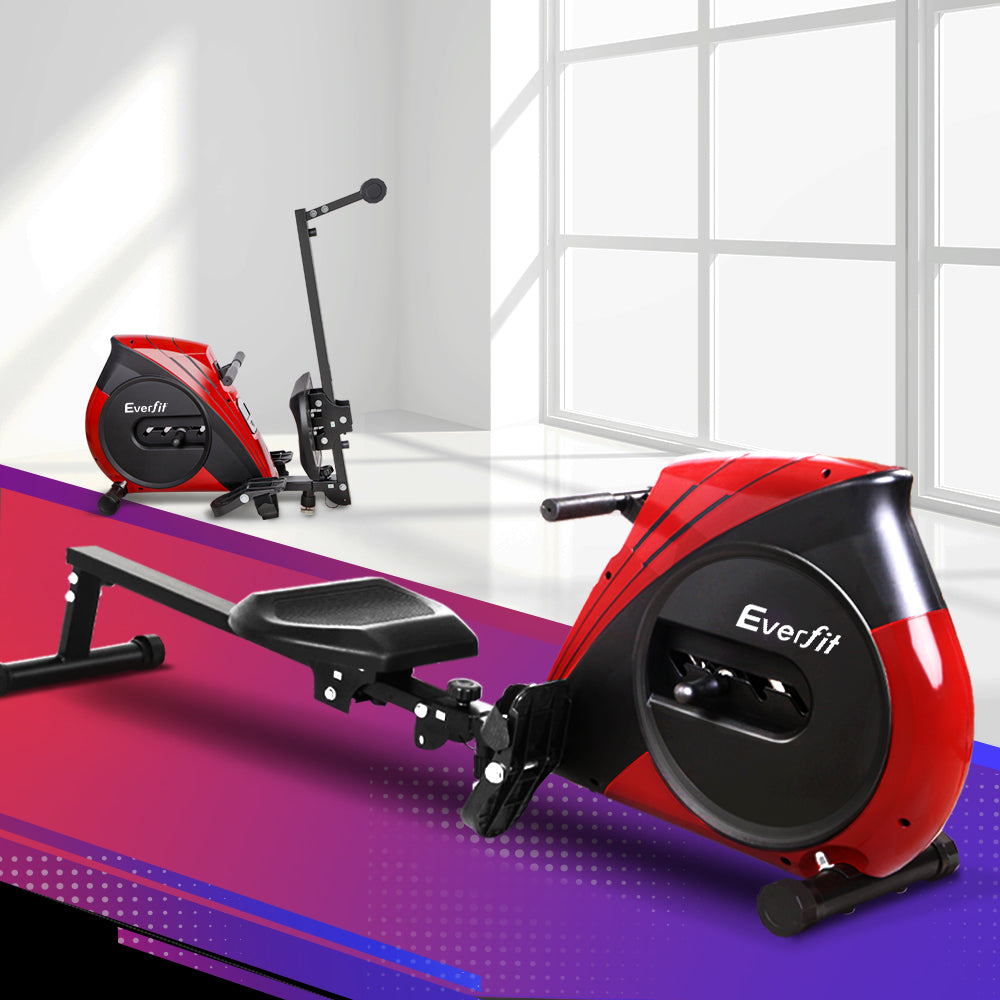Exercise Bikes: Everfit Rowing Machine Rower Elastic Rope Resistance Fitness Home Cardio