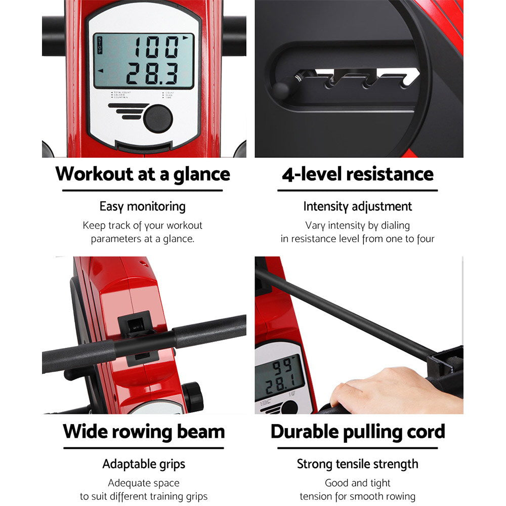 Exercise Bikes: Everfit Rowing Machine Rower Elastic Rope Resistance Fitness Home Cardio