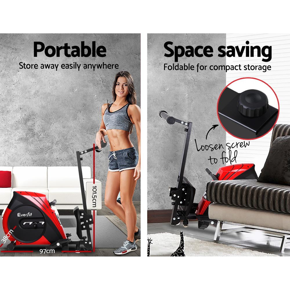 Exercise Bikes: Everfit Rowing Machine Rower Elastic Rope Resistance Fitness Home Cardio
