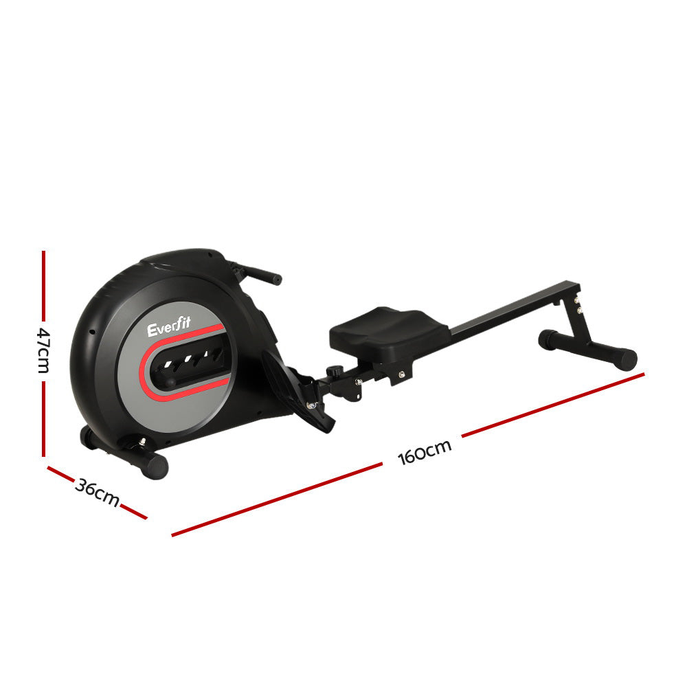 Exercise Bikes: Everfit Rowing Machine Rower Elastic Rope Resistance Fitness Home Cardio Black