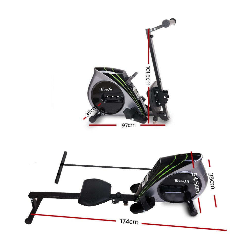 Exercise Bikes: Everfit Rowing Machine Rower Elastic Rope Resistance Fitness Home Cardio Silver