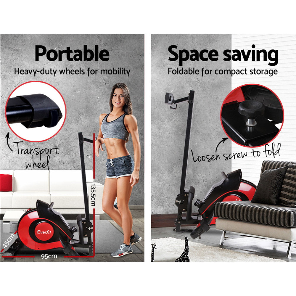 Exercise Bikes: Everfit Rowing Machine Rower Magnetic Resistance Exercise Gym Home Cardio Red