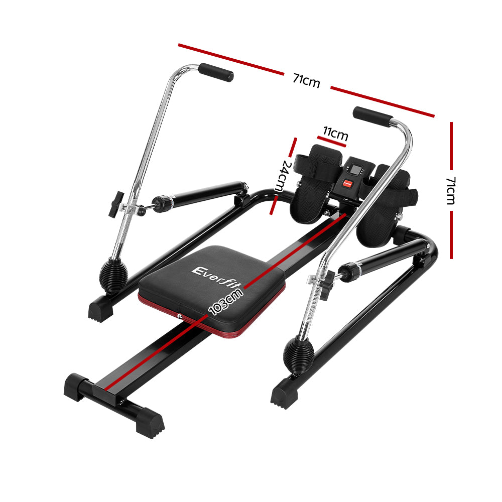 Exercise Bikes: Everfit Rowing Machine 12 Levels Hydraulic Rower Fitness Gym Home Cardio