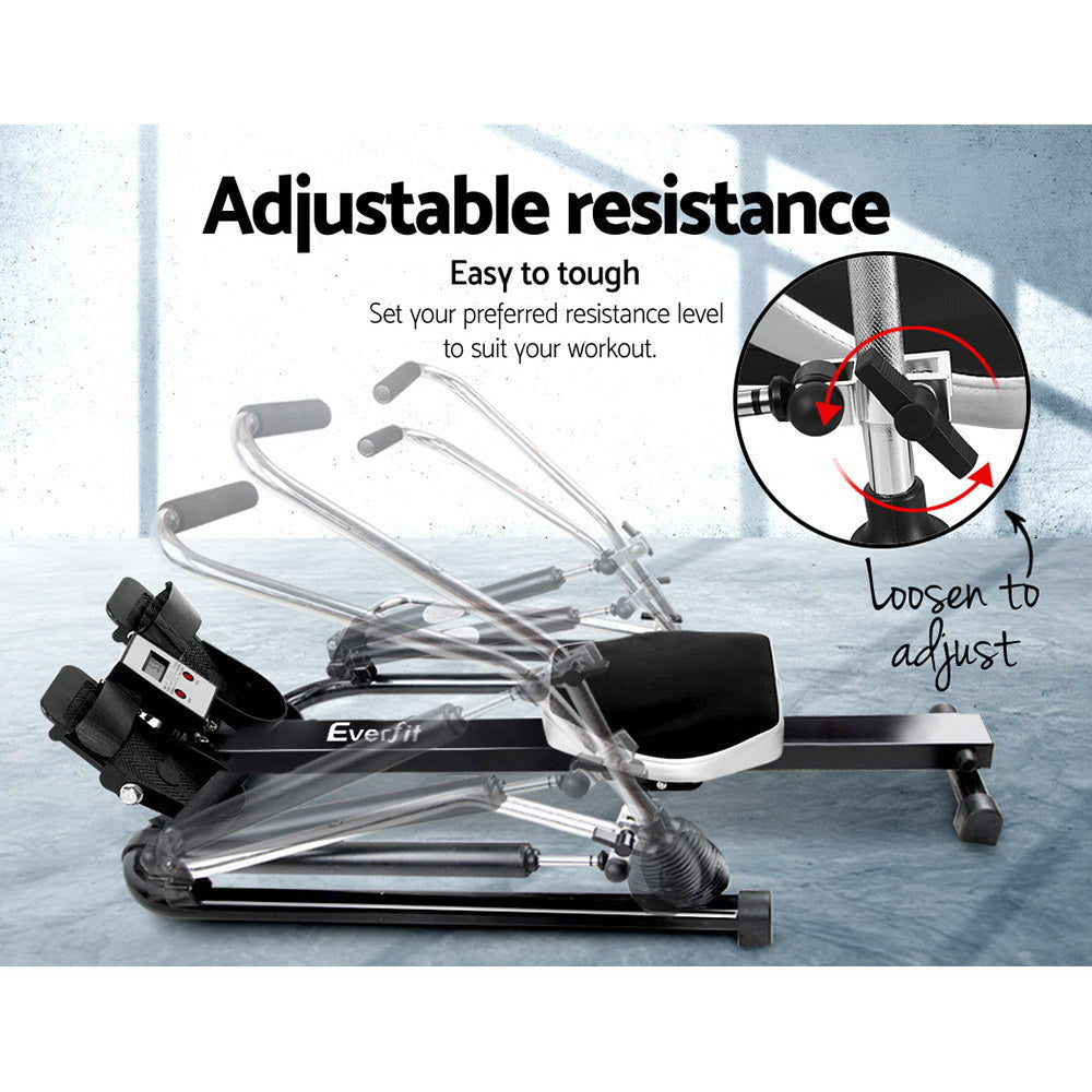Exercise Bikes: Everfit Rowing Machine Rower Hydraulic Resistance Fitness Gym Home Cardio
