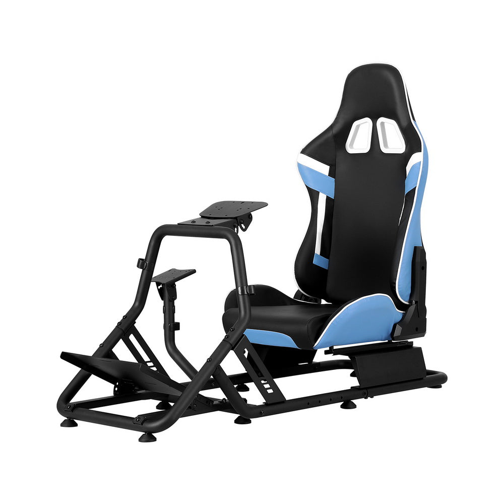 Gaming Chairs: Artiss Racing Simulator Cockpit Steering Wheel Gaming Chair Blue