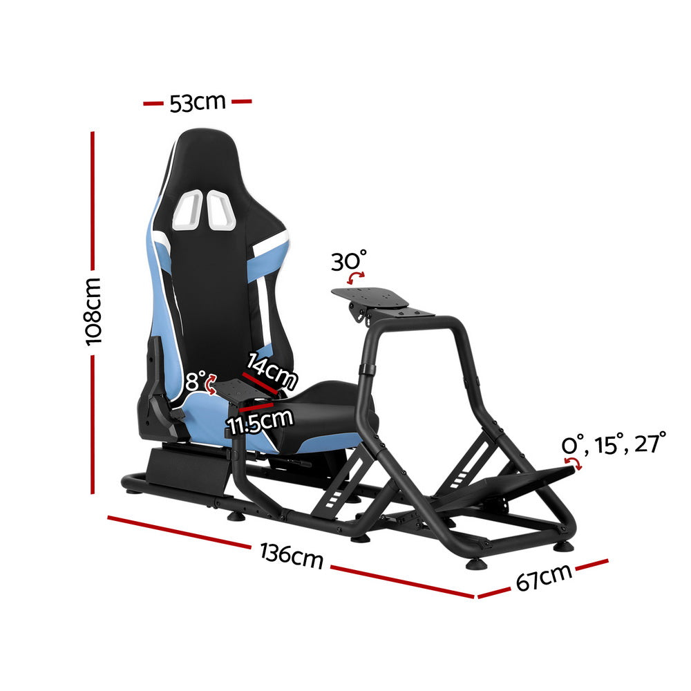 Gaming Chairs: Artiss Racing Simulator Cockpit Steering Wheel Gaming Chair Blue