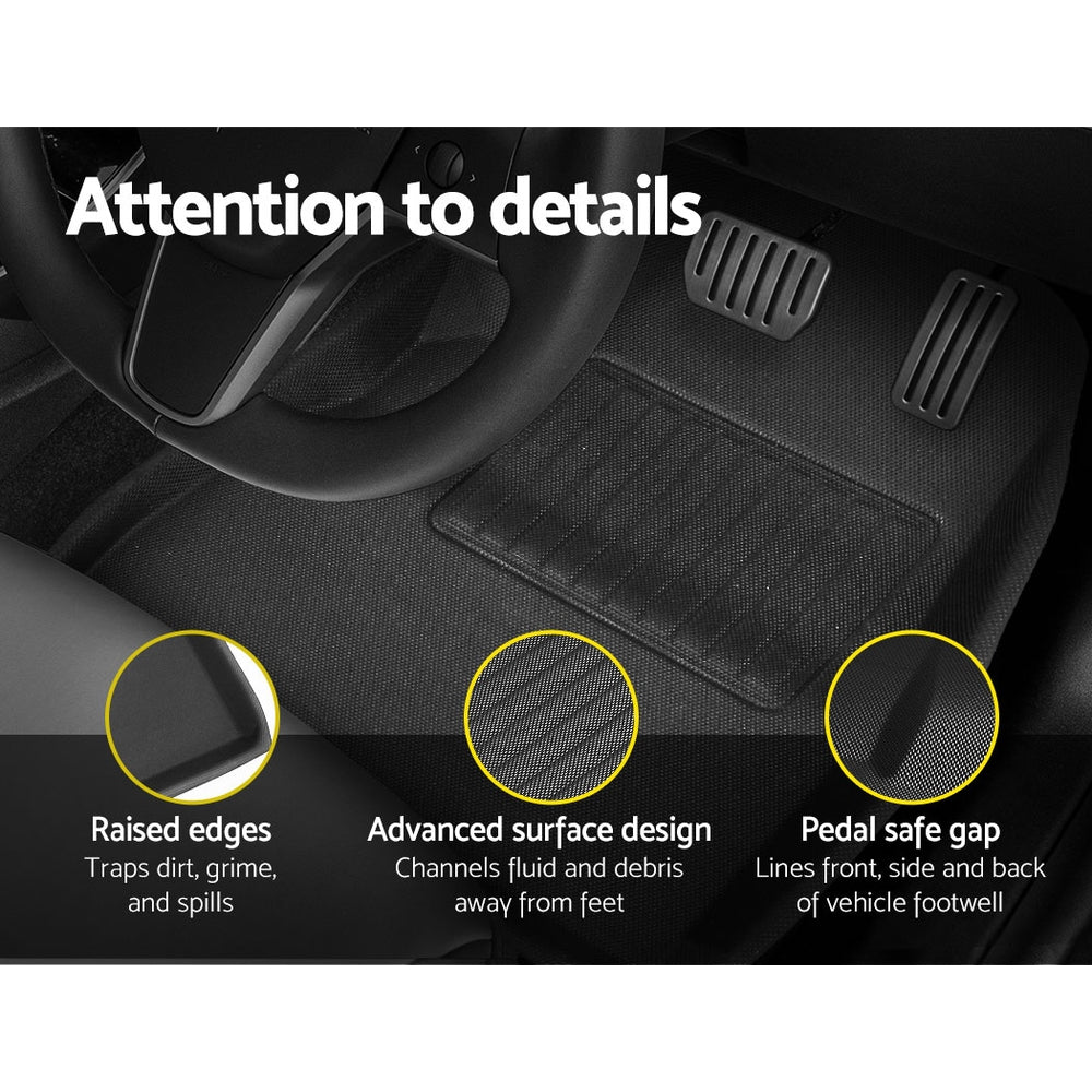 Automotive Decor: Weisshorn Car Rubber Floor Mats Compatible for Tesla Model 3 Front Rear