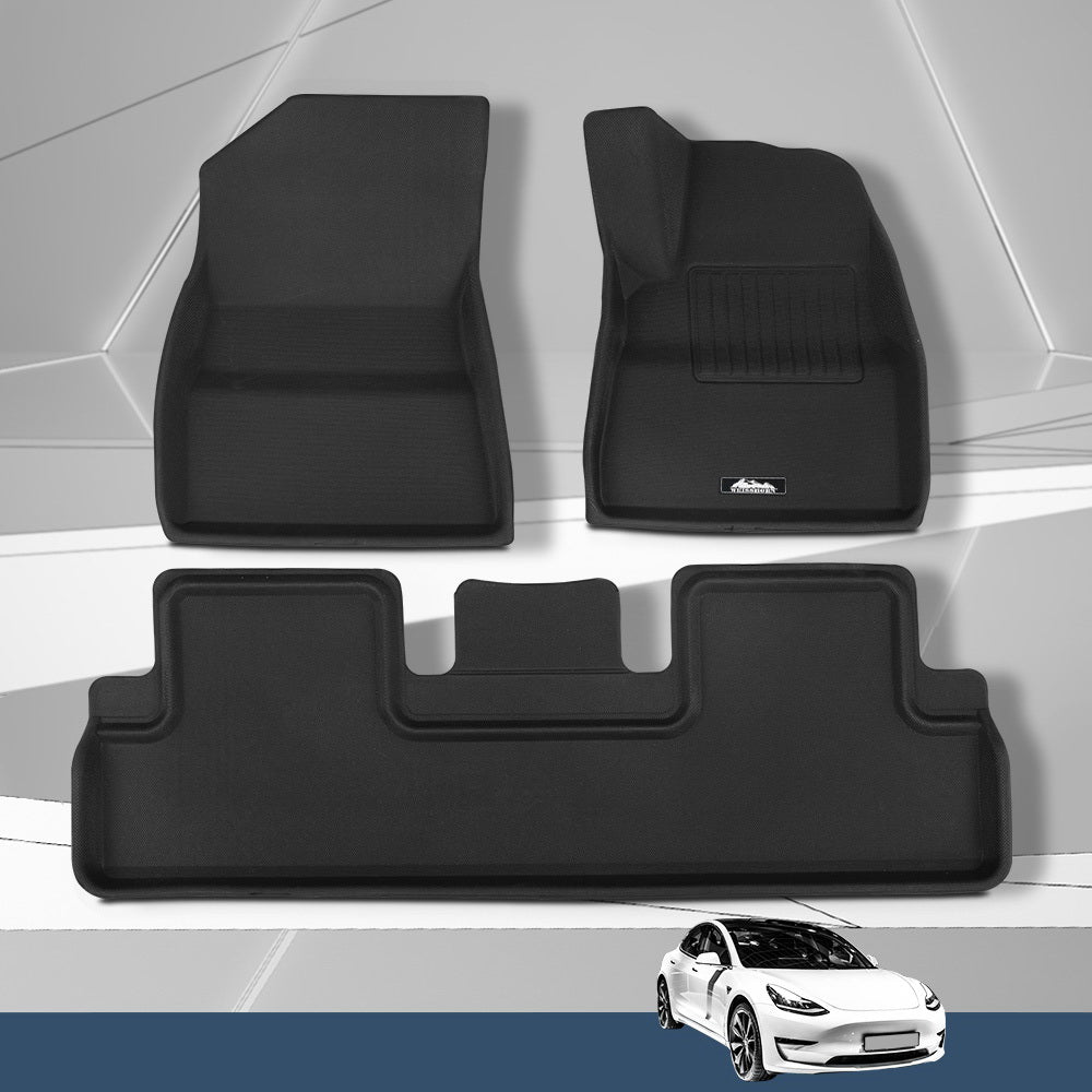 Automotive Decor: Weisshorn Car Rubber Floor Mats Compatible for Tesla Model 3 Front Rear