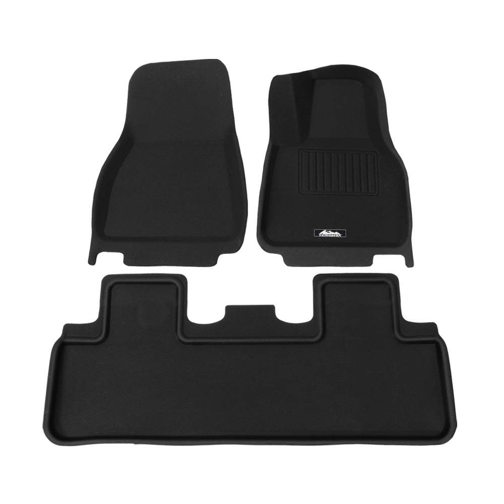 Automotive Decor: Weisshorn Tesla Model Y Rubber Mats Carpets Front Rear Set RHD 21-24