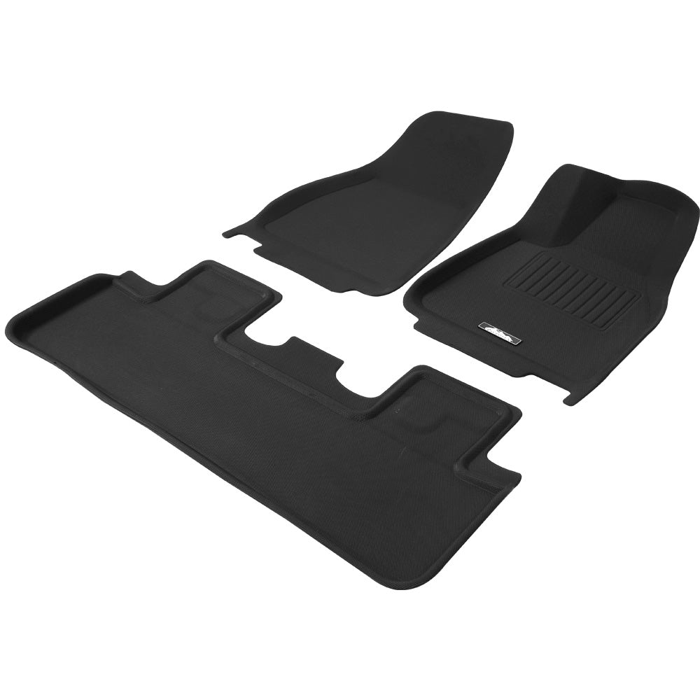 Automotive Decor: Weisshorn Tesla Model Y Rubber Mats Carpets Front Rear Set RHD 21-24
