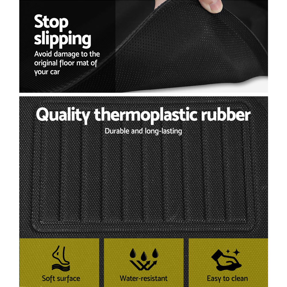 Automotive Decor: Weisshorn Tesla Model Y Rubber Mats Carpets Front Rear Set RHD 21-24