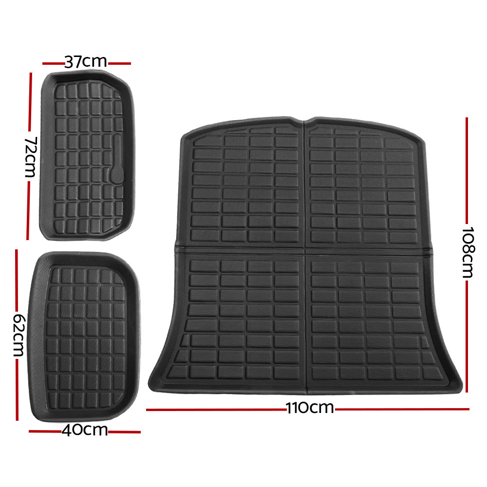 Automotive Decor: Tesla Model Y 2021-2024 Rear Well Front Cargo Trunk Toolbox Boot Liner Floor Mat