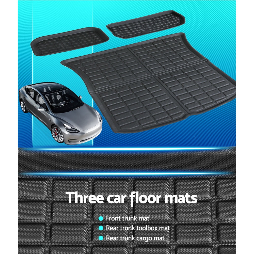Automotive Decor: Tesla Model Y 2021-2024 Rear Well Front Cargo Trunk Toolbox Boot Liner Floor Mat
